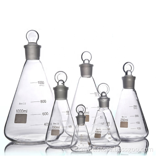 High Borosilicate Glass Flask Volumes: 100ml, 250ml, 500ml, 1000ml, 3000ml